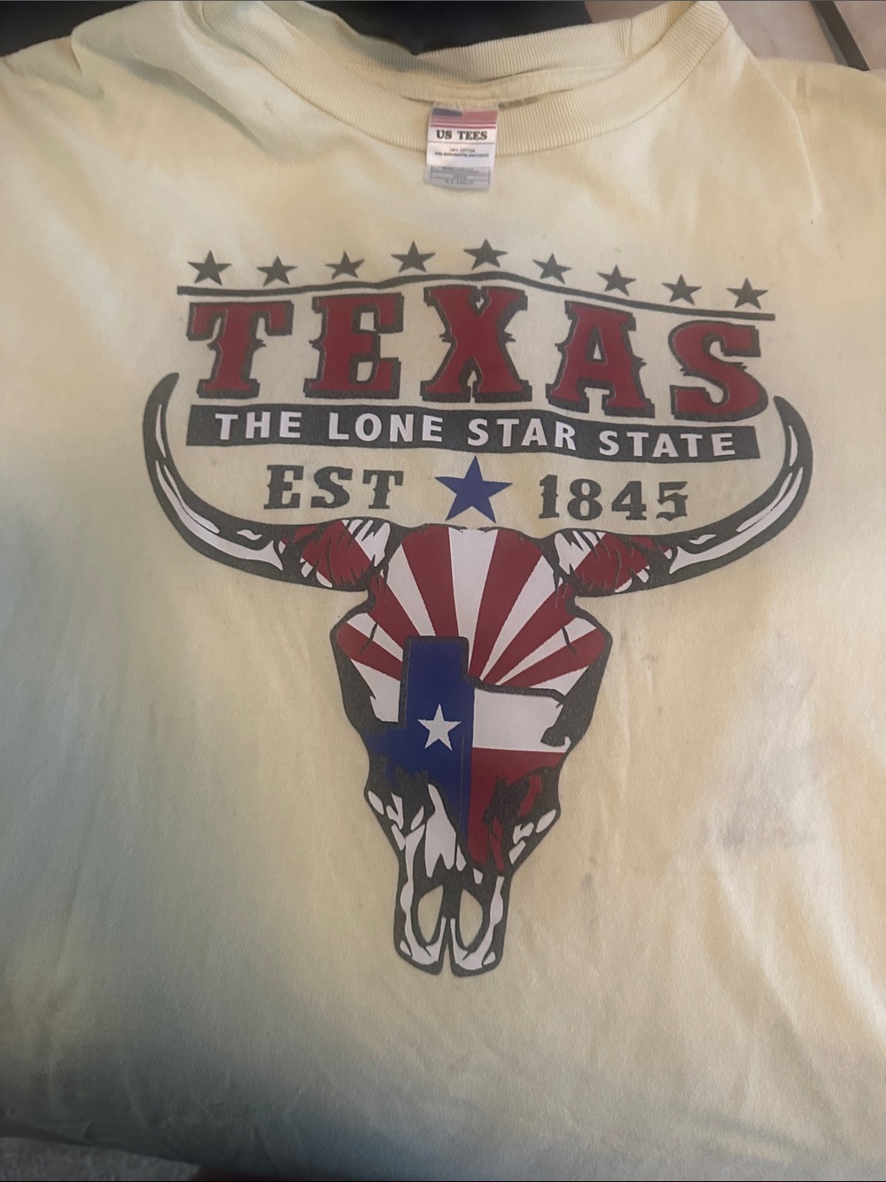 Texas Lone Star State Graphic Tee - Cream with Red & Blue